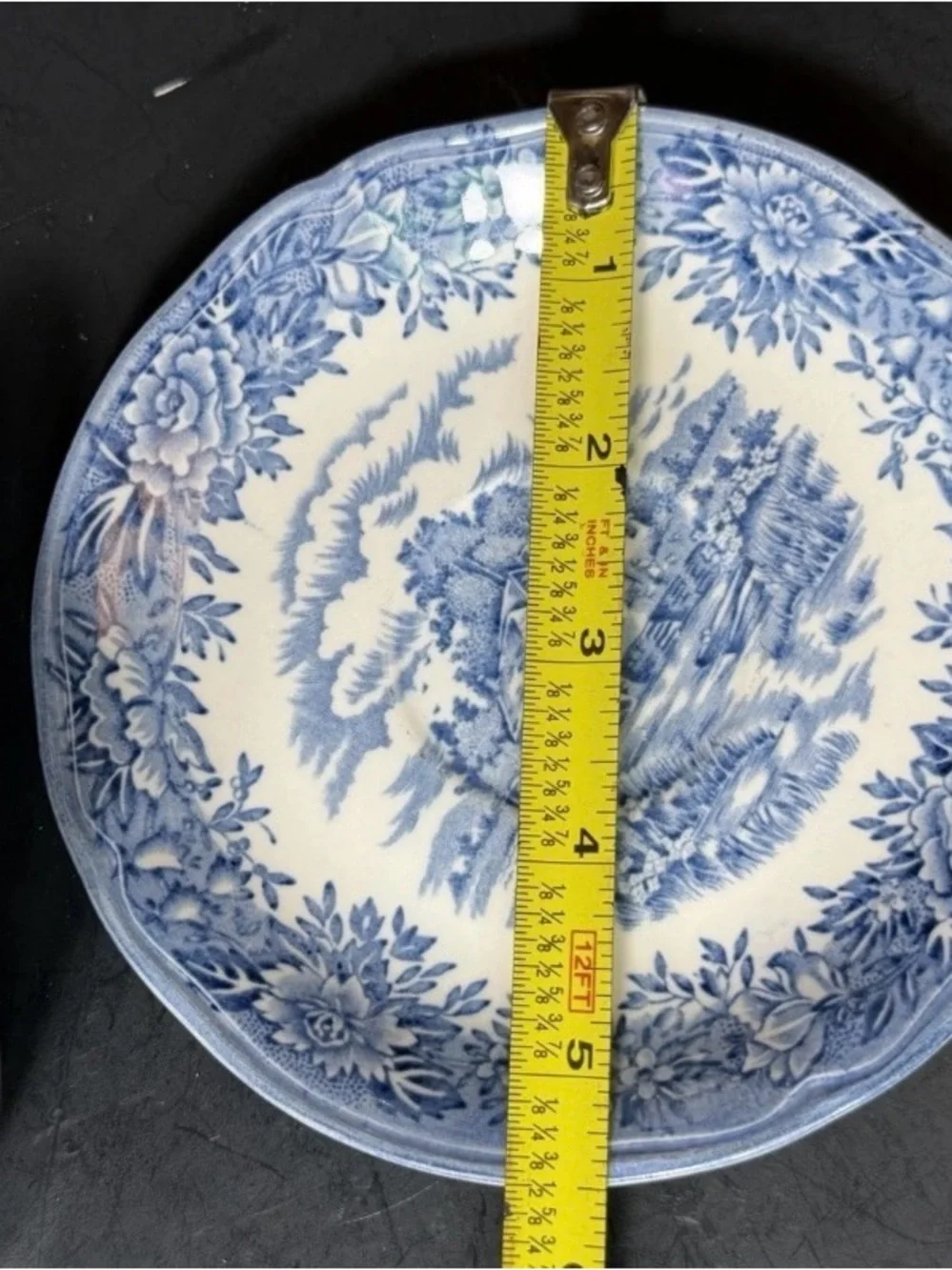 Vintage 1950s Salem English Village Blue Transferware Teacup & Saucer England